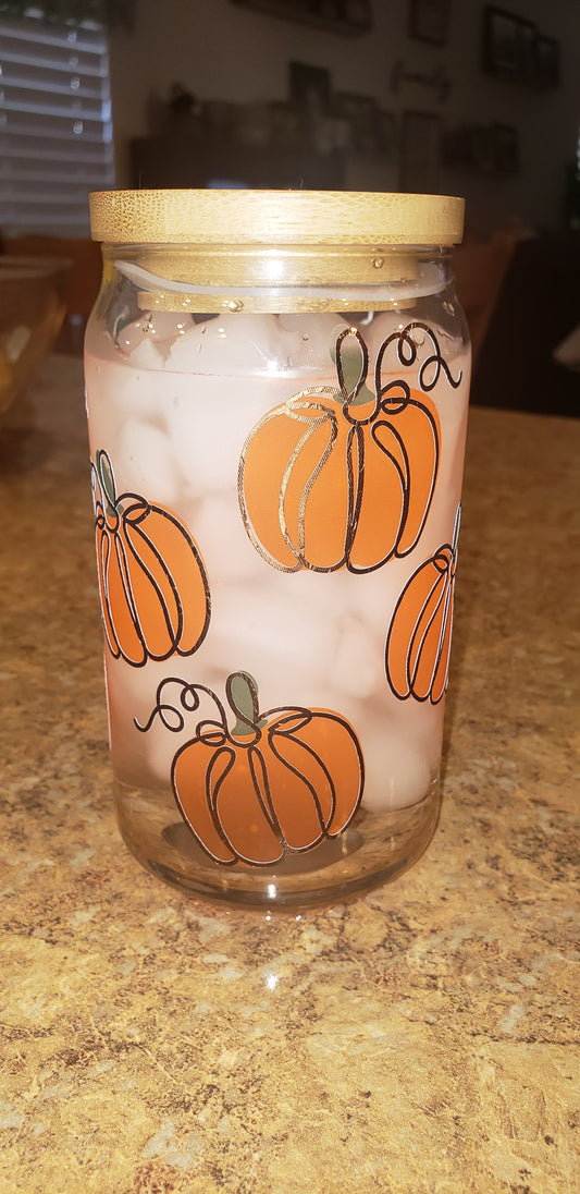 Hello Fall Glass Can