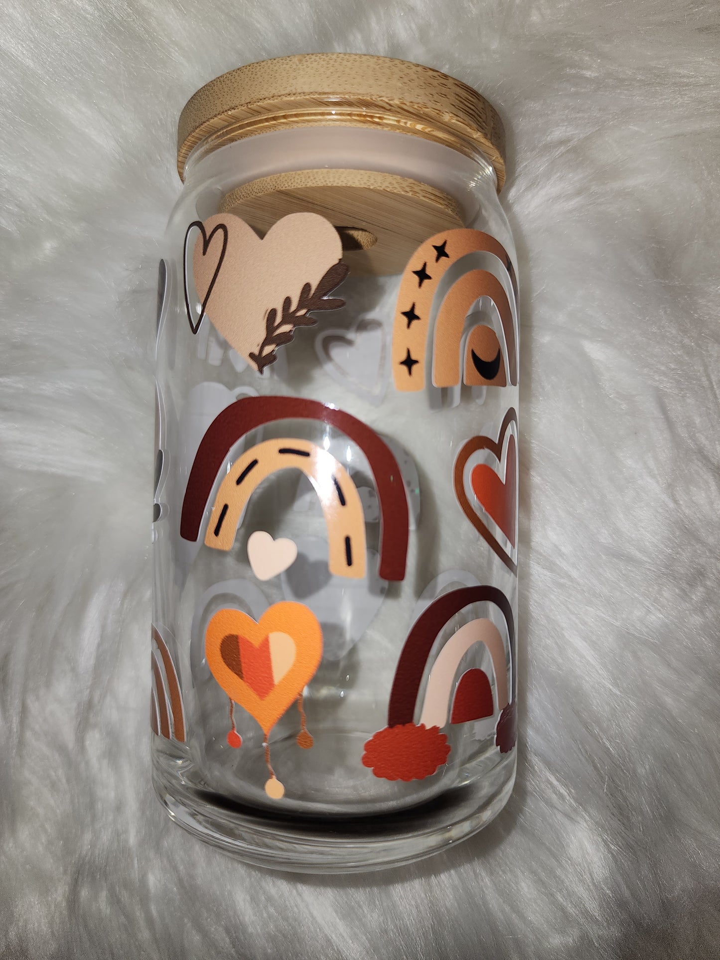Rainbow Boho Glass Can