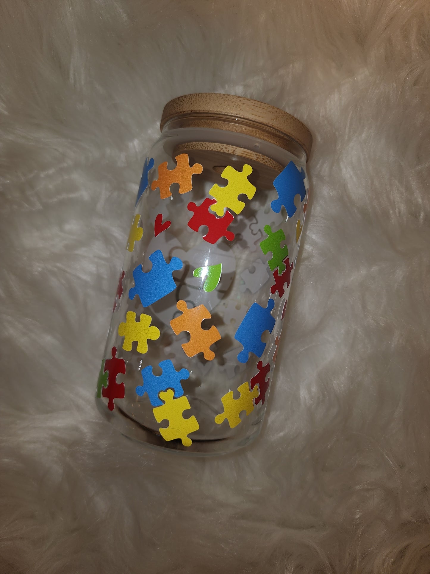 Autism Awareness Glass Can